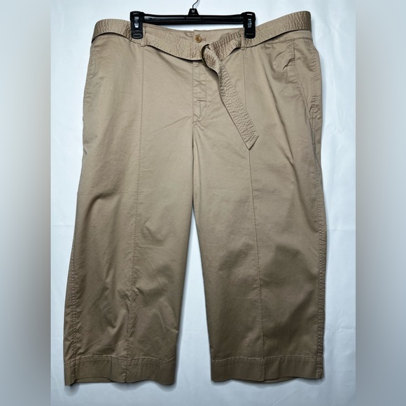 Ralph Lauren Women's Micro Sanded Twill Belted Wide Leg Pants Brown Size 20W - Picture 4 of 16